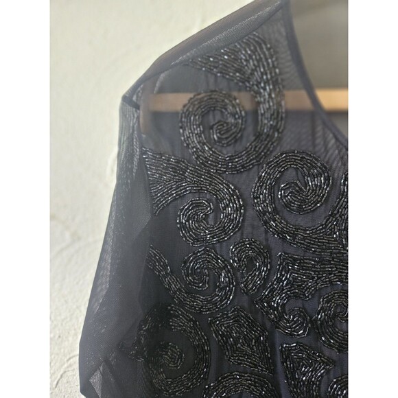 Escada Mesh And Beaded Body Suite Vtg Black Size L - Picture 7 of 10